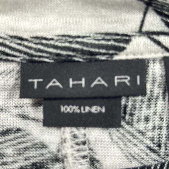 Tamari 100% Linen Palm Leaf Print Top Plus Sz 2X V-Neck 3/4 Sleeve Blouse Resort - Picture 5 of 12